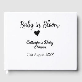 Baby in bloom baby shower simple black heart date ゲストブック