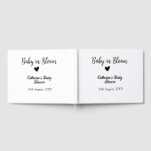 Baby in bloom baby shower simple black heart date ゲストブック (全面)