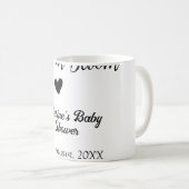 Baby in bloom baby shower simple black heart date コーヒーマグカップ (正面右)