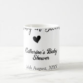 Baby in bloom baby shower simple black heart date コーヒーマグカップ (中央)