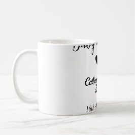 Baby in bloom baby shower simple black heart date コーヒーマグカップ