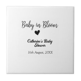 Baby in bloom baby shower simple black heart date タイル
