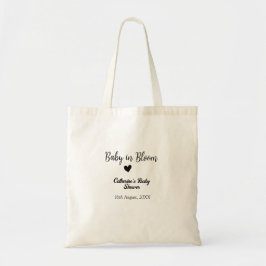 Baby in bloom baby shower simple black heart date トートバッグ