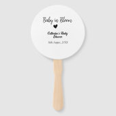 Baby in bloom baby shower simple black heart date ハンドファン (裏面)