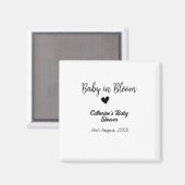 Baby in bloom baby shower simple black heart date マグネット (正面/裏面)