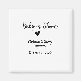 Baby in bloom baby shower simple black heart date マグネット