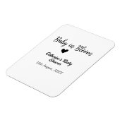 Baby in bloom baby shower simple black heart date マグネット (左側)