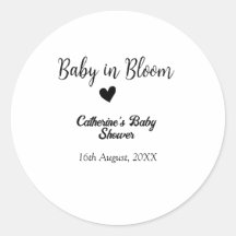 Baby in bloom baby shower simple black heart date