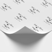 Baby in bloom baby shower simple black heart date ラッピングペーパー (角)