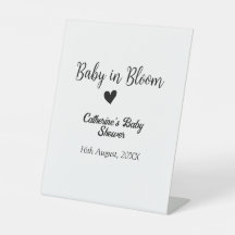 Baby in bloom baby shower simple black heart date