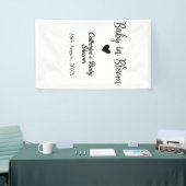 Baby in bloom baby shower simple black heart date 横断幕 (トレードショー)