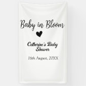 Baby in bloom baby shower simple black heart date 横断幕 (縦)