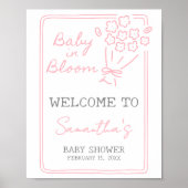 Baby In Bloom Baby Shower Welcome Sign ポスター (正面)