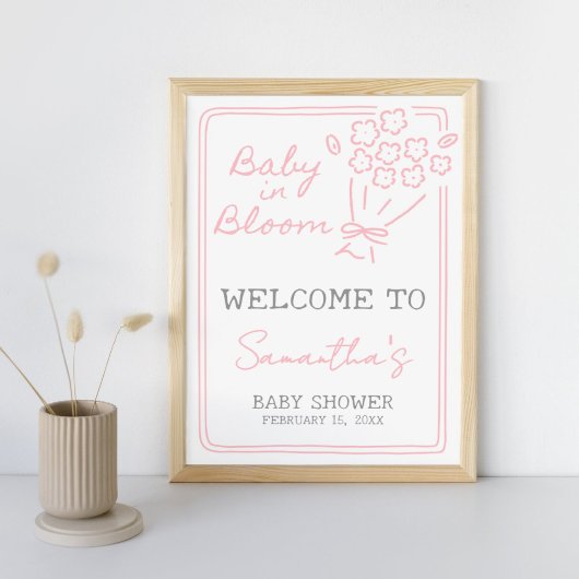 Baby In Bloom Baby Shower Welcome Sign ポスター