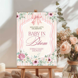 Baby in Bloom Baby Shower Welcome Sign, Garden ポスター