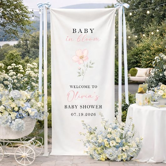 Baby in Bloom Baby Shower Welcome Sign, Personaliz 横断幕