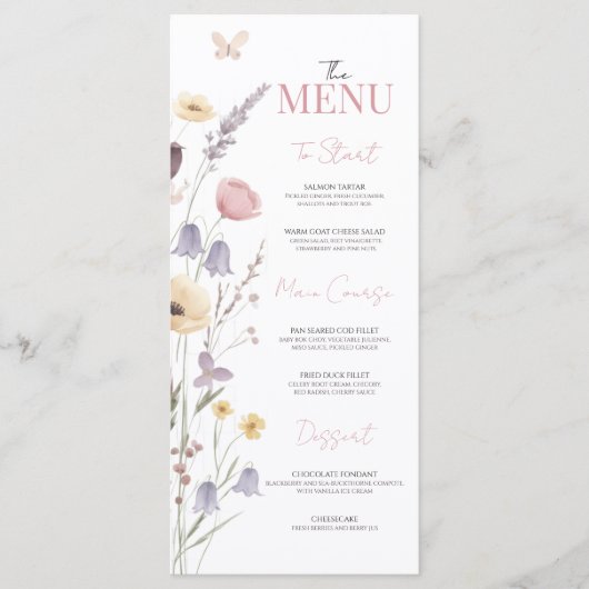 Baby in Bloom Baby Shower Wildflowers Menu メニュー (正面)