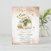 Baby in Bloom Bee Daisy Flower Baby Shower  招待状 (スタンド正面)