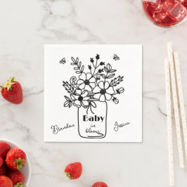 BABY IN BLOOM BLACK & WHITE SHOWER  スタンダードカクテルナプキン