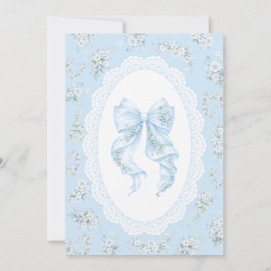 Baby in Bloom Blue Bow Floral Boy Baby Shower 招待状 (裏面)
