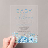 Baby In Bloom Blue Floral Boy Baby Shower  アクリル招待状 (インサイチュ (ポータブル))