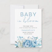Baby In Bloom Blue Floral Boy Baby Shower サンキューカード (正面)