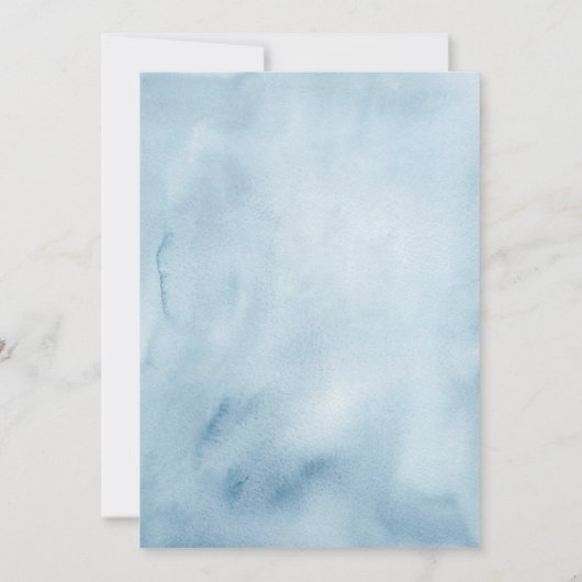 Baby In Bloom Blue Hydrangea Balloon Baby Shower 招待状 (裏面)