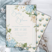 Baby in Bloom Blue Hydrangea Shower Invitation 招待状