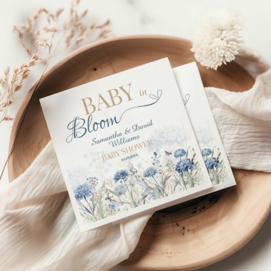 Baby in Bloom Blue Meadow Wildflower Botanical スタンダードカクテルナプキン