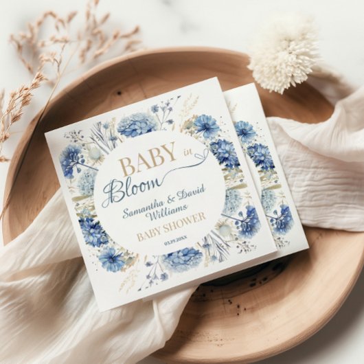 Baby in Bloom Blue Wildflower Botanical  スタンダードカクテルナプキン