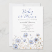 Baby In Bloom Blue Wildflower Boy Baby Shower 招待状 (正面)