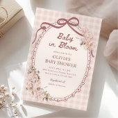 Baby in Bloom Blush Pink Floral Girl Baby Shower 招待状