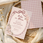 Baby in Bloom Blush Pink Floral Girl Baby Shower 招待状