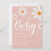 Baby in Bloom Blush Pink Girly Daisy Shower 招待状 (正面)
