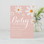 Baby in Bloom Blush Pink Girly Daisy Shower 招待状 (スタンド正面)