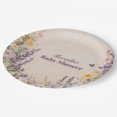 Baby In Bloom Blush Spring Floral Baby Shower ペーパープレート (アングル)