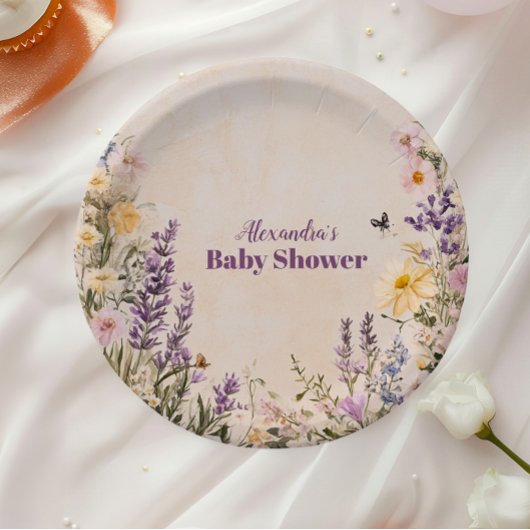 Baby In Bloom Blush Spring Floral Baby Shower ペーパープレート
