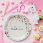 Baby In Bloom Blush Spring Floral Baby Shower ペーパープレート (パーティー)