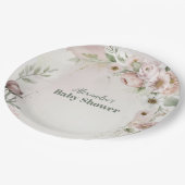 Baby In Bloom Blush Spring Floral Baby Shower ペーパープレート (アングル)