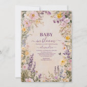Baby In Bloom Blush Spring Floral Baby Shower 招待状 (正面)