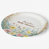 Baby In Bloom Blush & Teal Spring Floral Shower ペーパープレート (アングル)