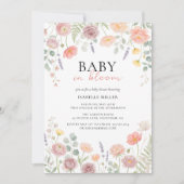 Baby In Bloom Blush & Teal Spring Floral Shower  招待状 (正面)