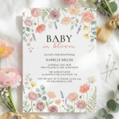 Baby In Bloom Blush & Teal Spring Floral Shower  招待状
