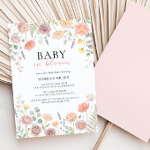 Baby In Bloom Blush & Teal Spring Floral Shower  招待状