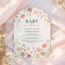 Baby In Bloom Blush Teal Spring Floral Shower Arch 招待状