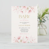 Baby in Bloom Blush Wildflower Baby Shower Girl 招待状 (スタンド正面)