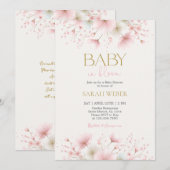 Baby in Bloom Blush Wildflower Baby Shower Girl 招待状 (正面/裏面)
