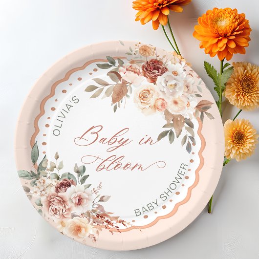 Baby in Bloom Boho Floral Baby Shower ペーパープレート