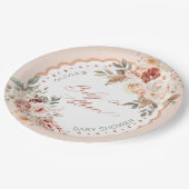 Baby in Bloom Boho Floral Baby Shower ペーパープレート (アングル)