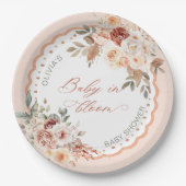 Baby in Bloom Boho Floral Baby Shower ペーパープレート (正面)
